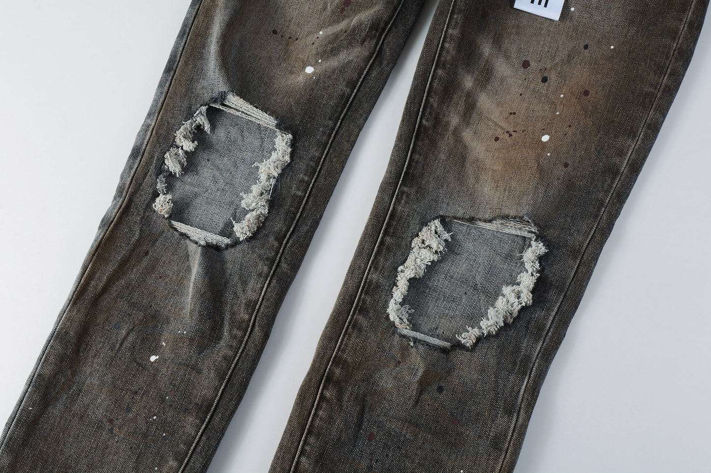 PURPLE New High Quality Mens Jeans Designer Jeans Fashion Distressed Ripped Denim Cargo For Men High Street Fashion 9031