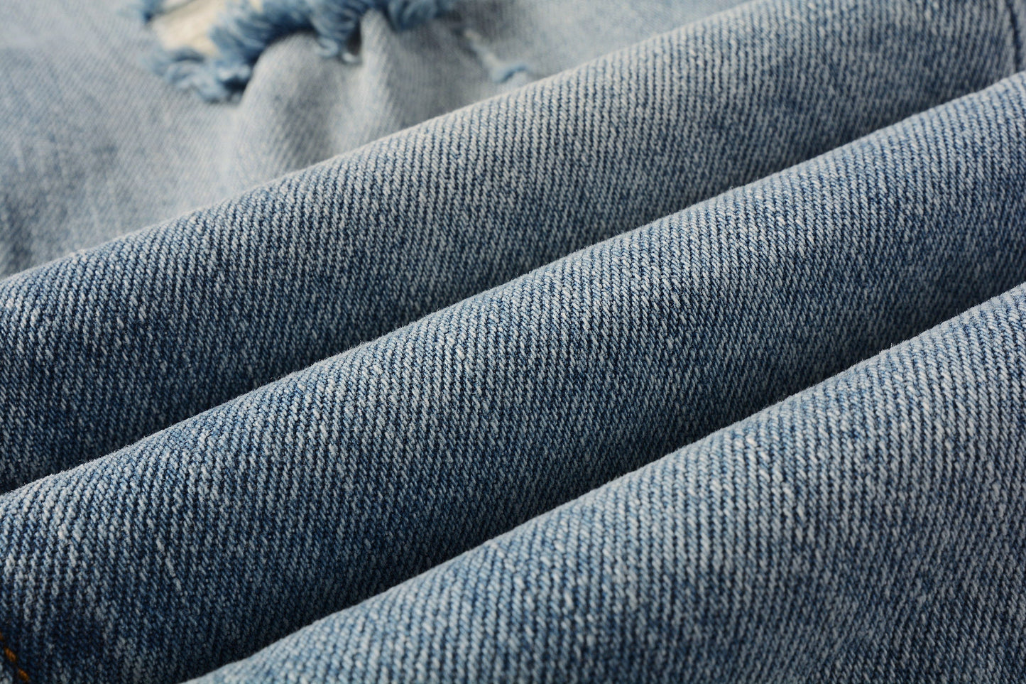 PURPLE Men Streetwear Skinny Jeans Light Blue Wash with Subtle Distressed Ripped Details 9075